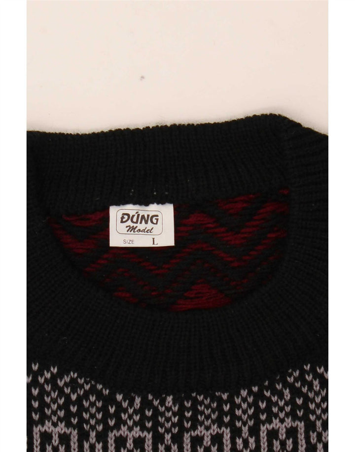 Vintage Mens Crew Neck Jumper Sweater Large Multicoloured Fair Isle Acrylic