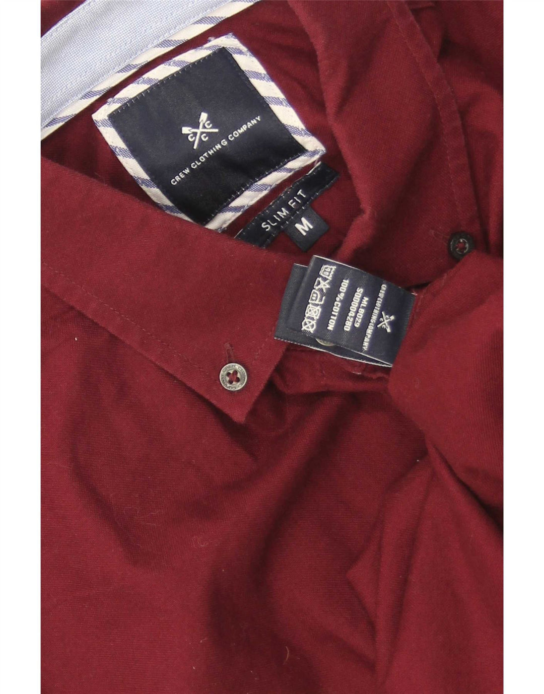 Crew Clothing Mens Slim Fit Shirt Medium Burgundy Cotton