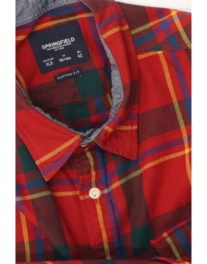 Springfield Mens Custom Fit Flannel Shirt XL Red Check