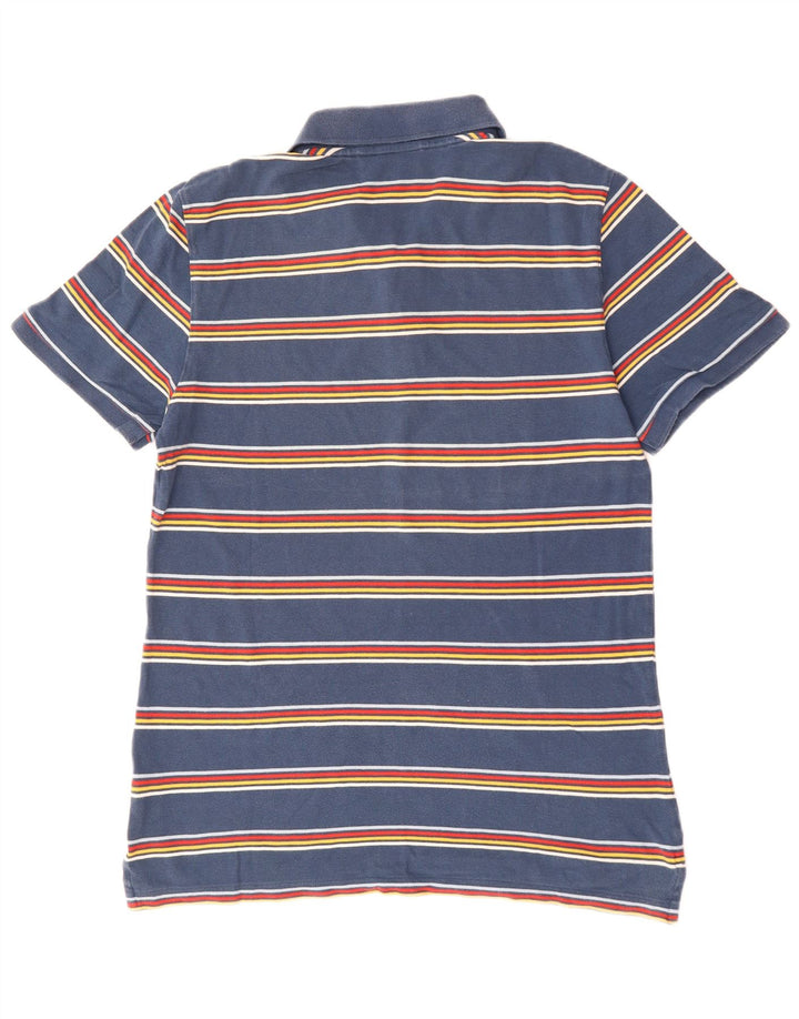 Puma Mens Polo Shirt Large Navy Blue Striped Cotton