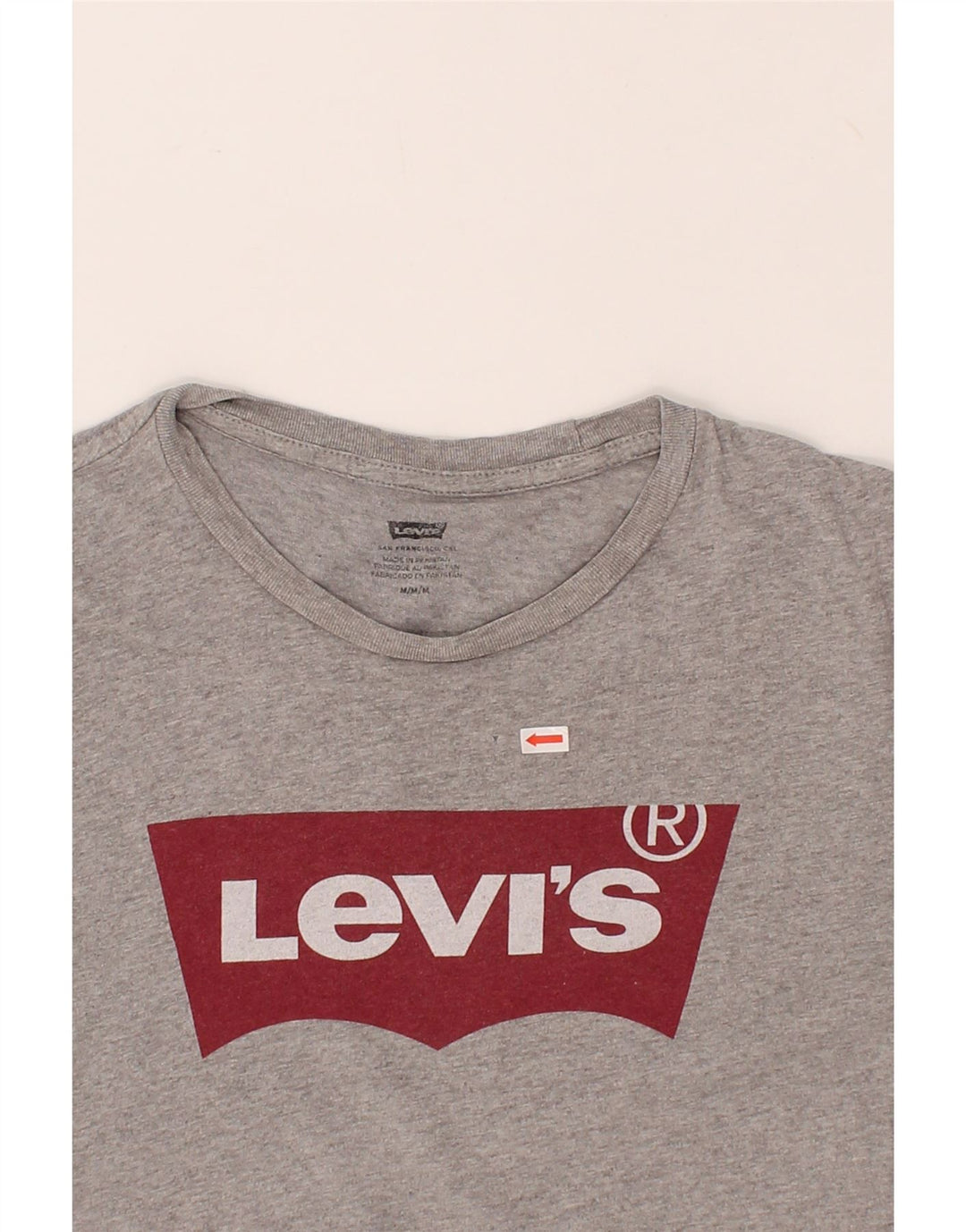 LEVI'S Womens Graphic T-Shirt Top UK 14 Medium Grey Cotton Vintage Levi's and Second-Hand Levi's from Messina Hembry 