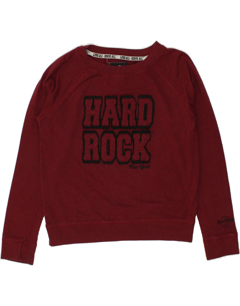 HARD ROCK CAFE Womens New York Graphic Sweatshirt Jumper UK 18 XL Maroon | Vintage Hard Rock Cafe | Thrift | Second-Hand Hard Rock Cafe | Used Clothing | Messina Hembry 