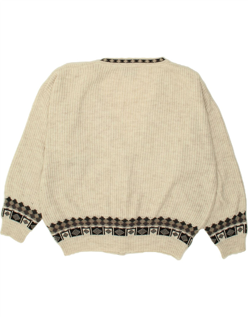 DANIELE BLASI Mens Cardigan Sweater XL Beige Fair Isle Vintage Daniele Blasi and Second-Hand Daniele Blasi from Messina Hembry 