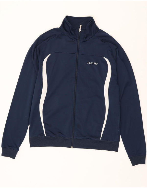 Reebok Mens Tracksuit Top Jacket Small Navy Blue Colourblock Polyester
