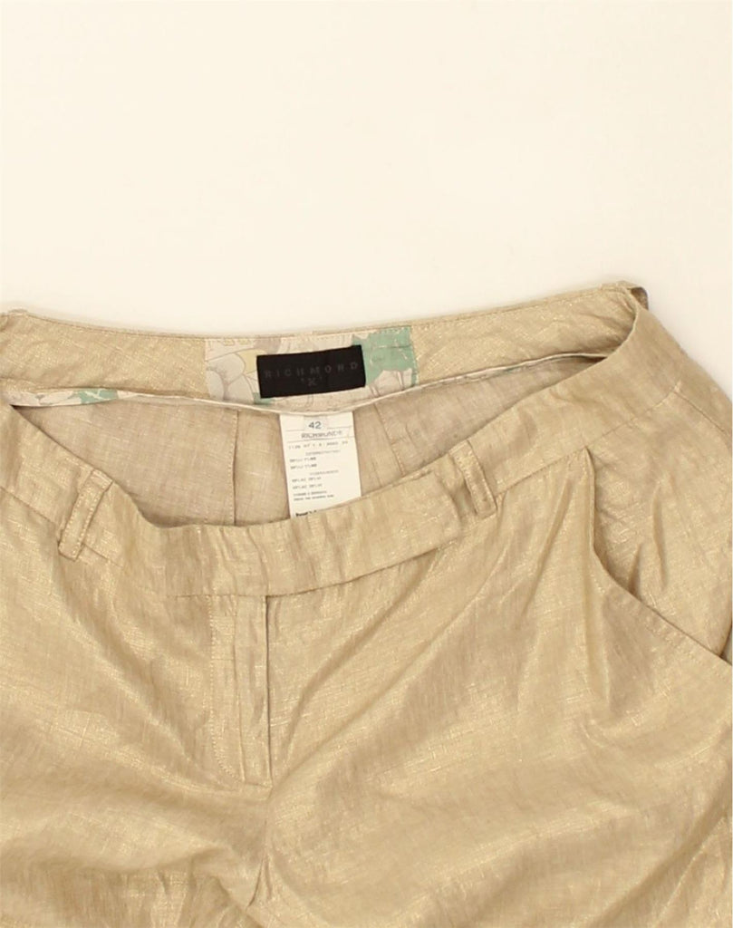 RICHMOND Womens Straight Casual Trousers IT 42 Medium W31 L26 Gold Linen | Vintage Richmond | Thrift | Second-Hand Richmond | Used Clothing | Messina Hembry 