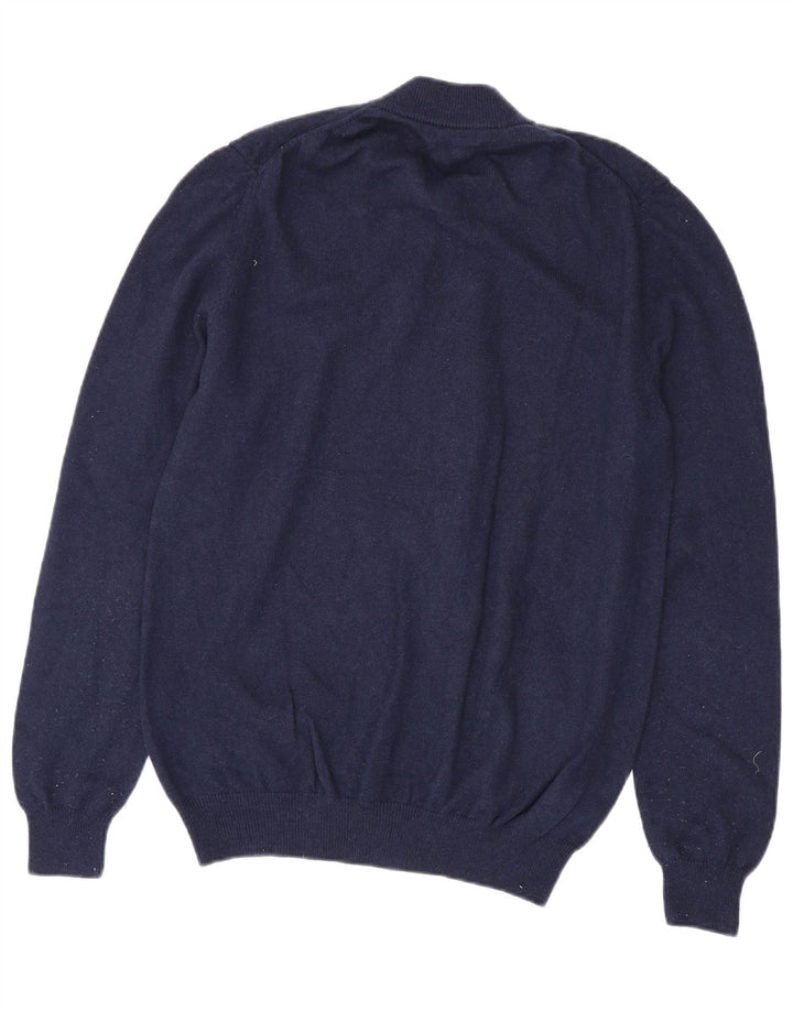 Massimo Dutti Mens Cardigan Sweater Large Navy Blue Wool