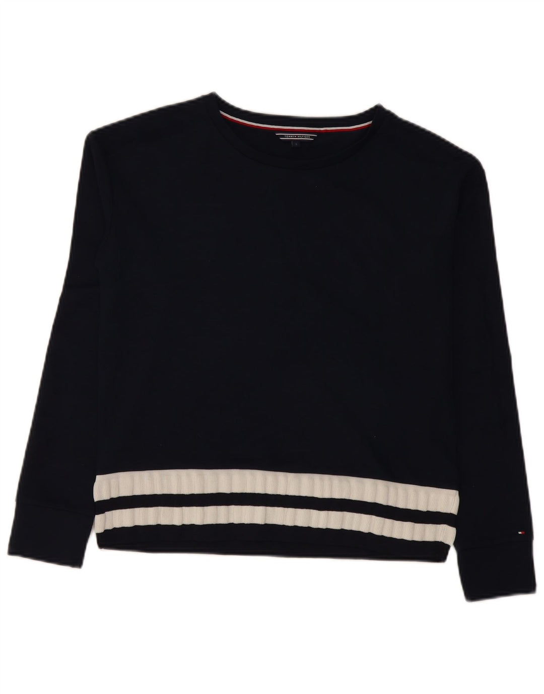 Tommy Hilfiger Womens Top Long Sleeve UK 10 Small Navy Blue Striped