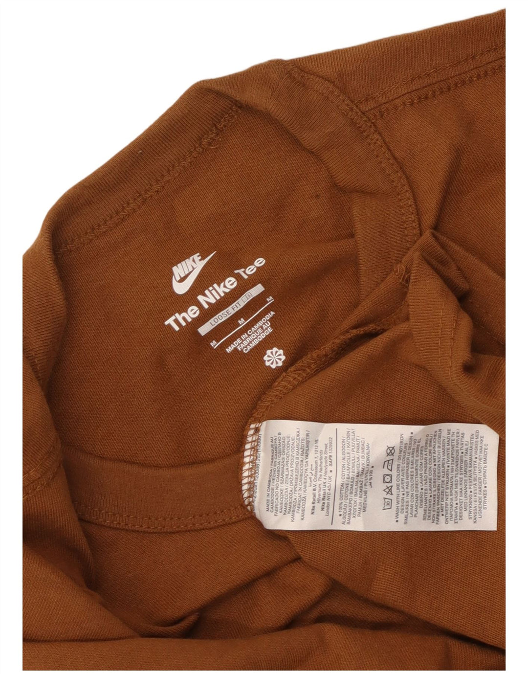 Nike Mens Loose Fit T-Shirt Top Medium Brown Cotton