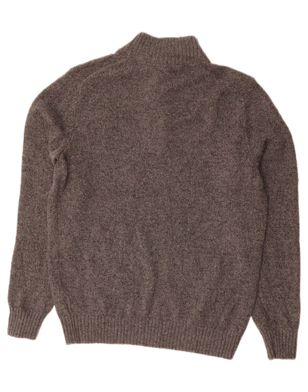 Izod Mens Button Neck Jumper Sweater Medium Grey Flecked Acrylic