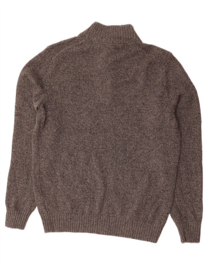 Izod Mens Button Neck Jumper Sweater Medium Grey Flecked Acrylic