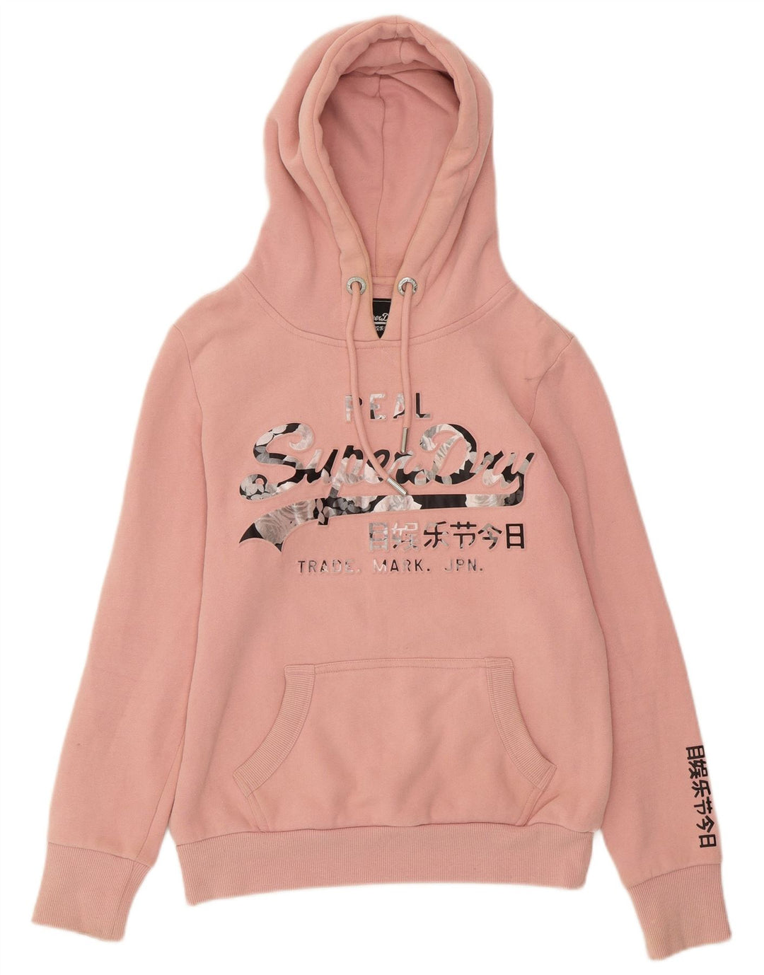 SUPERDRY Womens Graphic Hoodie Jumper UK 8 Small Pink Cotton