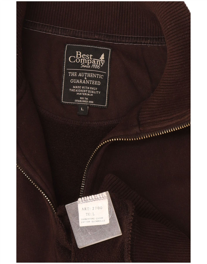 Best Company Mens Tracksuit Top Jacket Large Brown Cotton