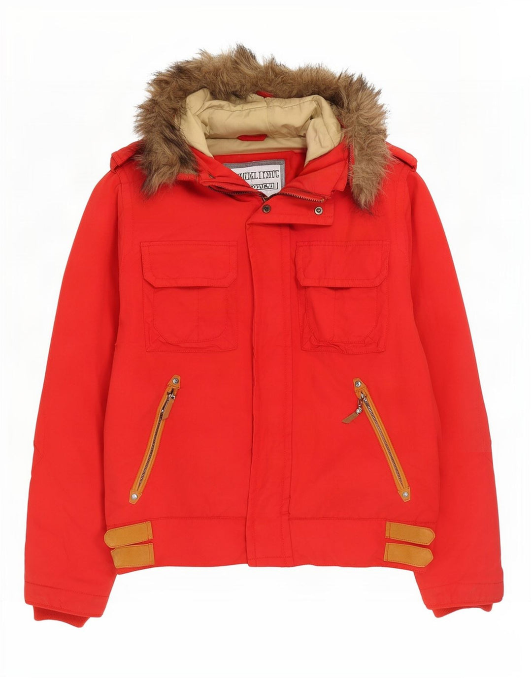 Playlife Mens Hooded Padded Jacket UK 40 Large Red Cotton