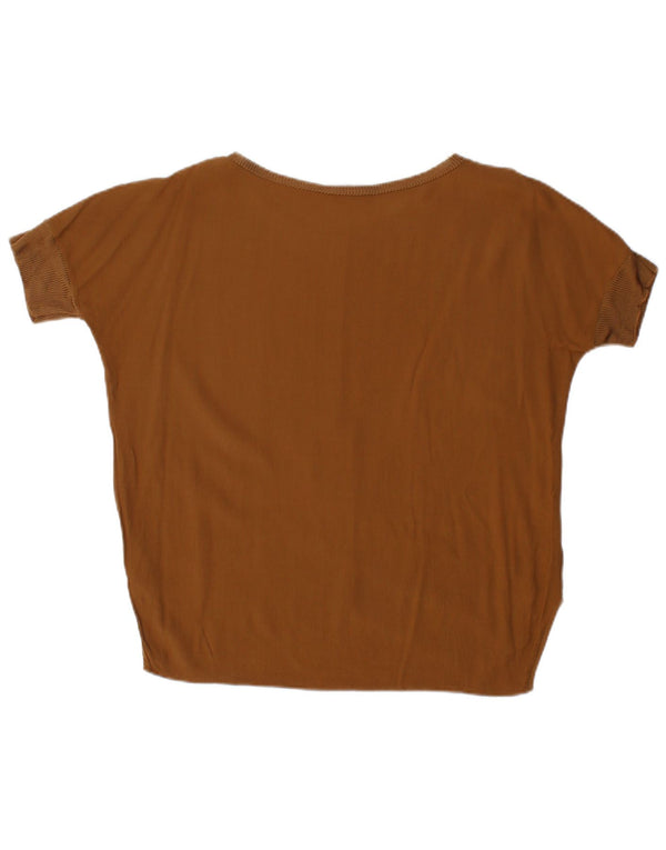 Zara Womens Asymmetric Blouse Top UK 14 Medium Brown