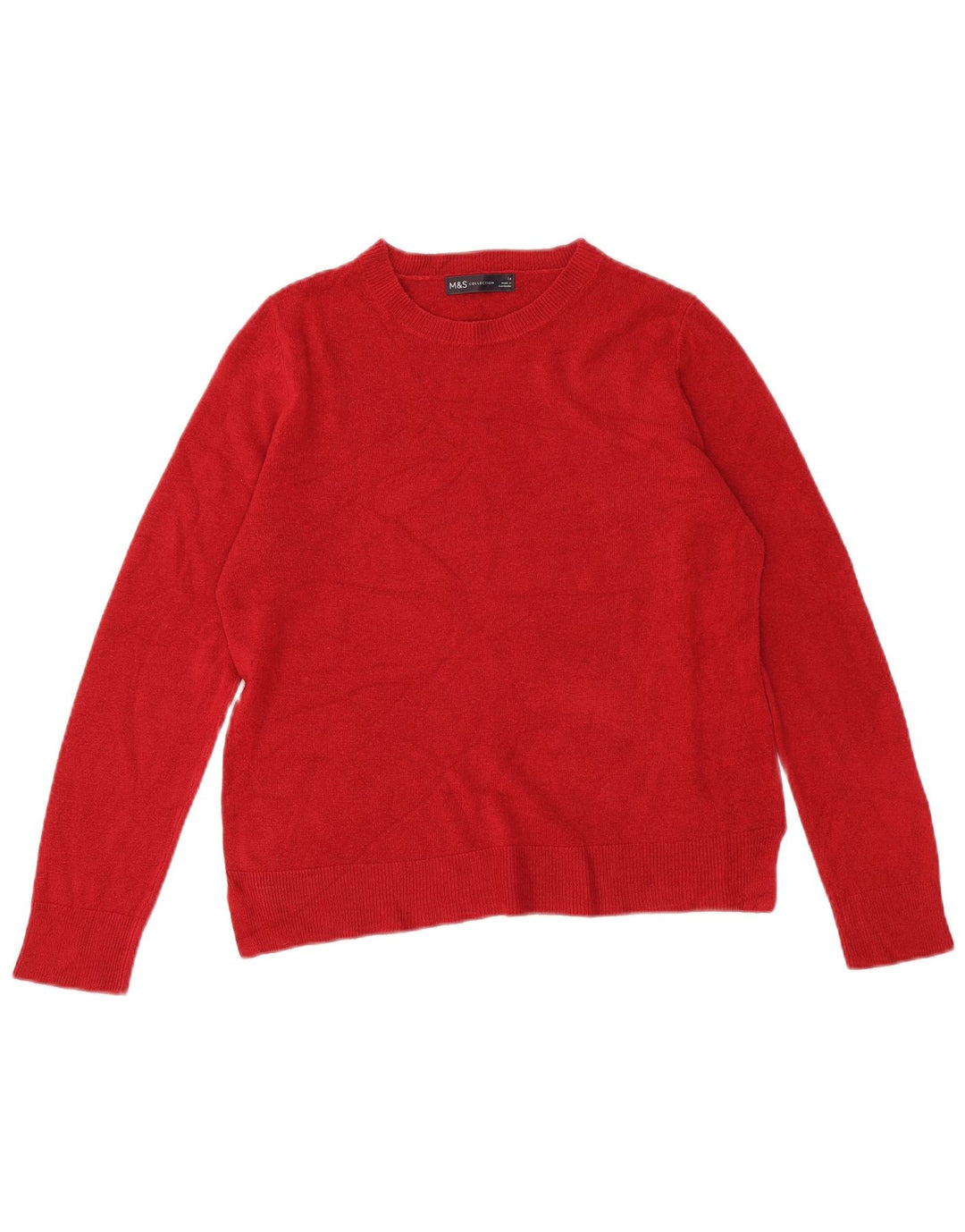 Marks & Spencer Womens Boat Neck Jumper Sweater UK 14 Medium Red Acrylic
