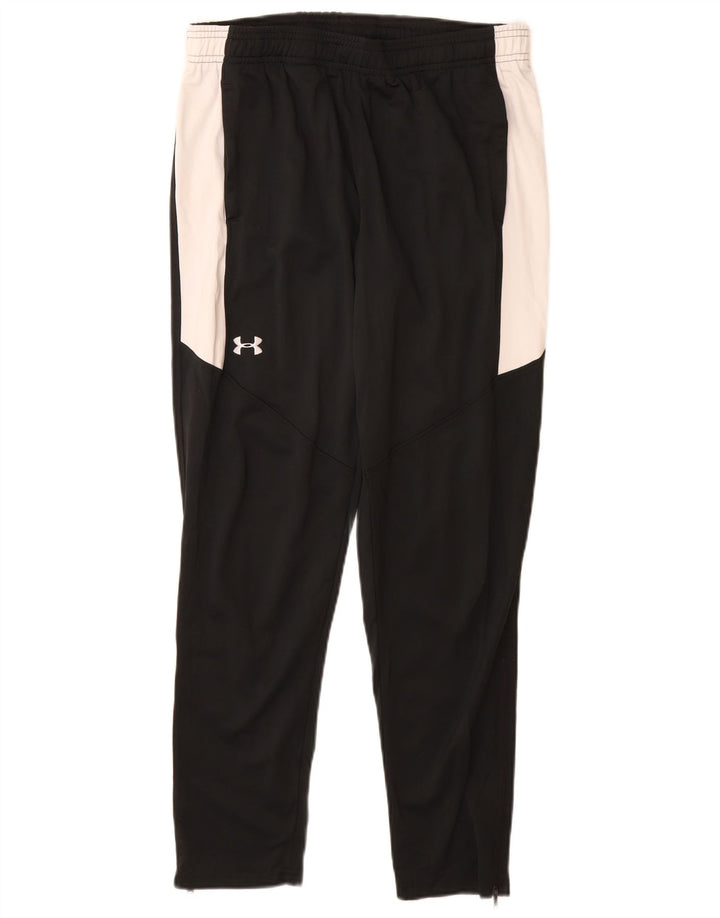 Under Armour Boys Tracksuit Trousers 9-10 Years Medium Black Colourblock