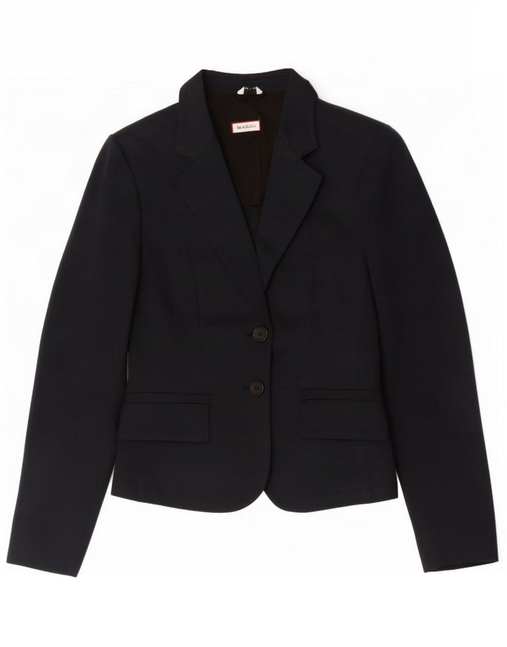 Max & Co. Womens 2 Button Blazer Jacket UK 10 Small Navy Blue Cotton