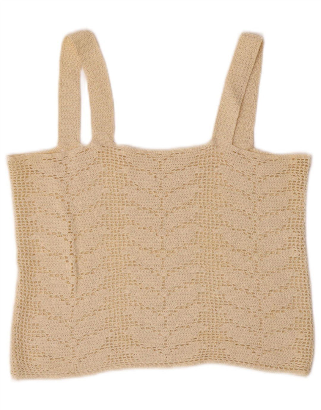 Vintage Womens Crop Crochet Cami Top UK 10 Small Off White