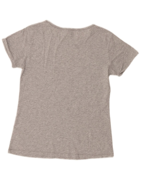 Lotto Womens T-Shirt Top UK 10 Small Grey Floral Cotton