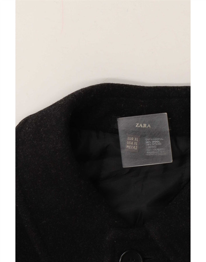 Zara Mens Overcoat UK 42 XL Black Wool