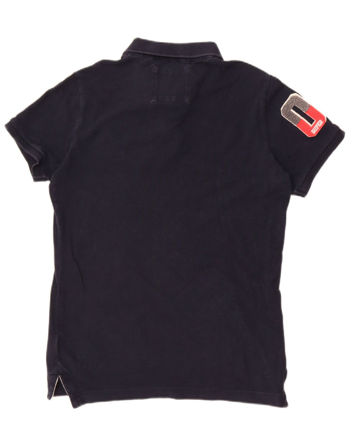 Superdry Mens Graphic Polo Shirt Small Navy Blue Cotton