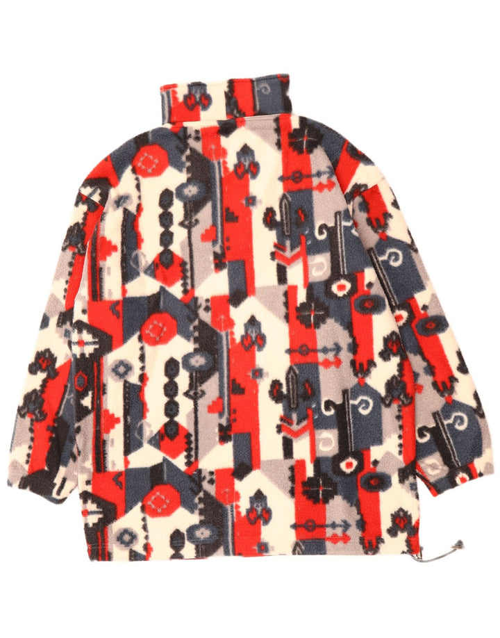 Public Mens Zip Neck Fleece Jumper Medium Red Geometric Polyester