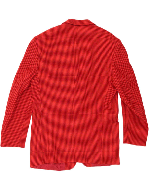 Vintage Mens 2 Button Blazer Jacket IT 52 XL Red Houndstooth Wool