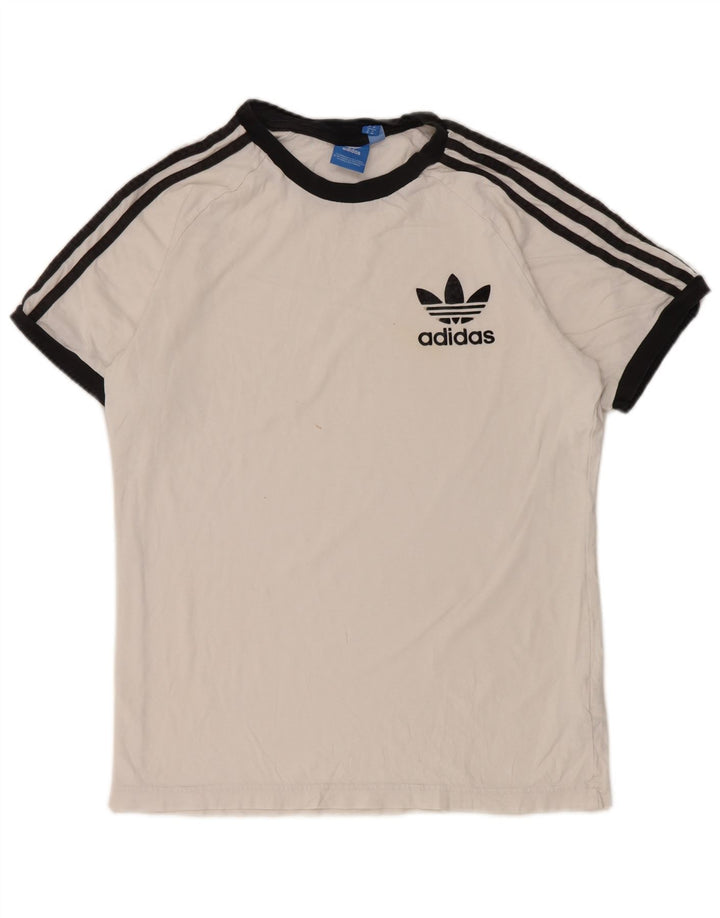 Adidas Mens T-Shirt Top Medium White Colourblock Cotton