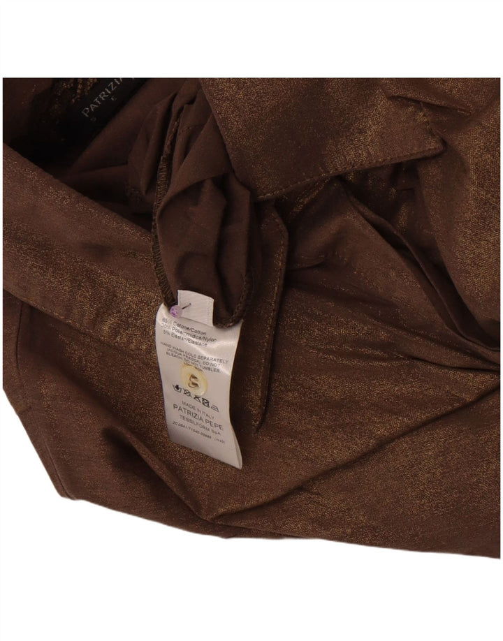 Patrizia Pepe Womens Formal Shirt IT 40 Small Brown Cotton