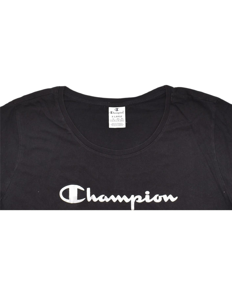 CHAMPION Mens Graphic T-Shirt Top XL Black Cotton Classic | Vintage | Thrift | Second-Hand | Used Clothing | Messina Hembry 