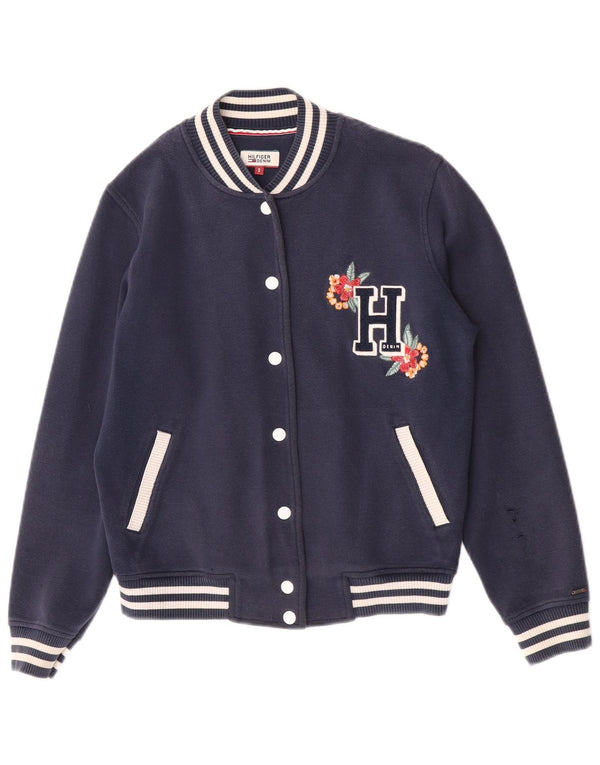 Tommy Hilfiger Womens Oversized Varsity Jacket UK 10 Small Navy Blue