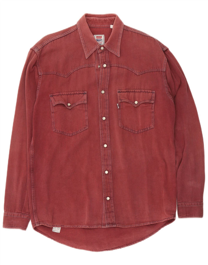 Levi's Mens Western Shirt Medium Burgundy Cotton