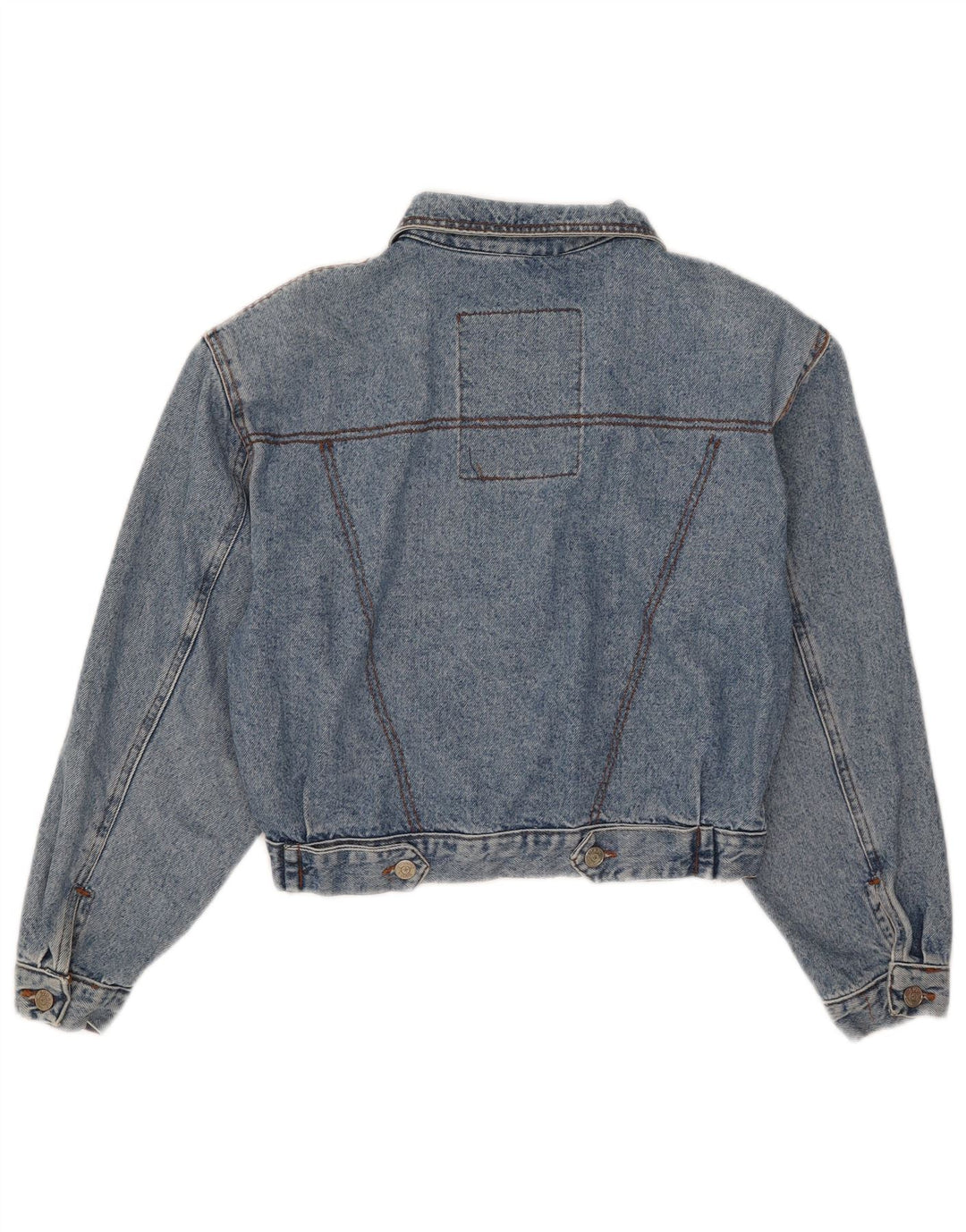 Squaw Womens Crop Oversized Denim Jacket UK 10 Small Blue Cotton