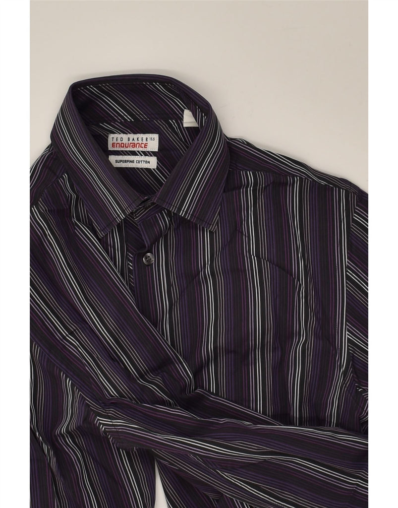 TED BAKER Mens Shirt Size 15 1/2 Medium Purple Striped Cotton | Vintage Ted Baker | Thrift | Second-Hand Ted Baker | Used Clothing | Messina Hembry 