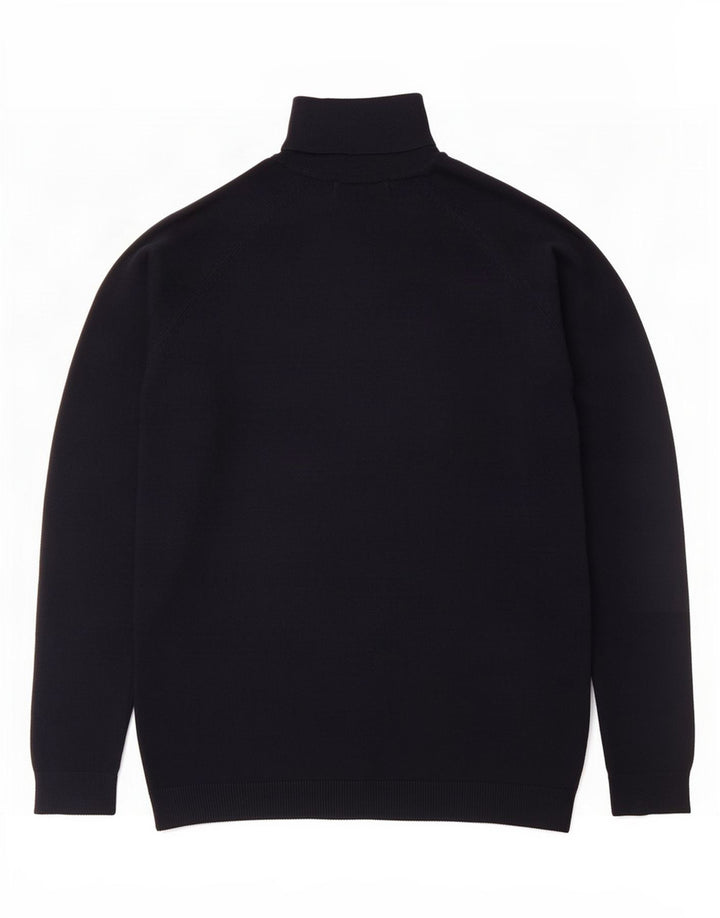 Zara Mens Roll Neck Jumper Sweater Medium Navy Blue Viscose