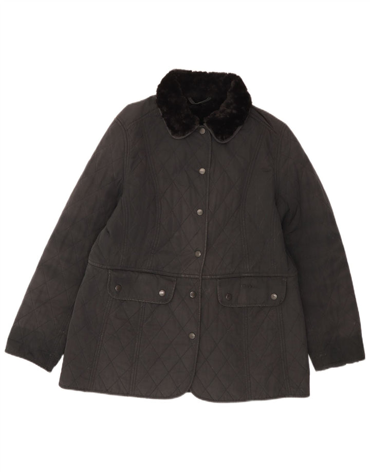 BARBOUR Womens Quilted Jacket UK 14 Medium Black Polyester