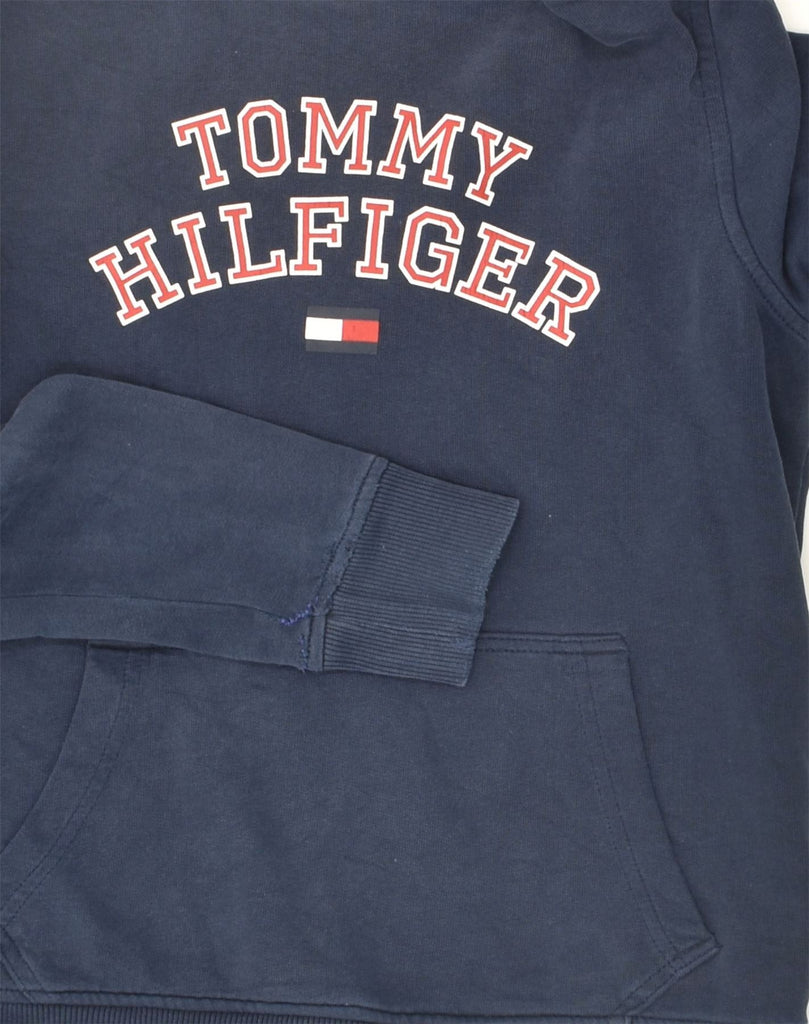 TOMMY HILFIGER Boys Graphic Hoodie Jumper 11-12 Years Navy Blue Cotton | Vintage Tommy Hilfiger | Thrift | Second-Hand Tommy Hilfiger | Used Clothing | Messina Hembry 