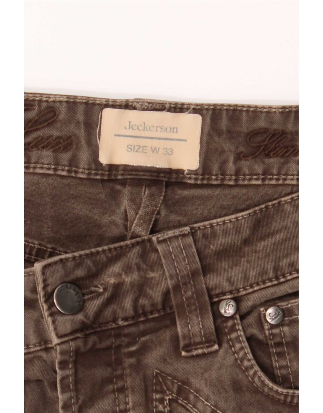Jeckerson Mens Slim Jeans W33 L31 Brown Cotton