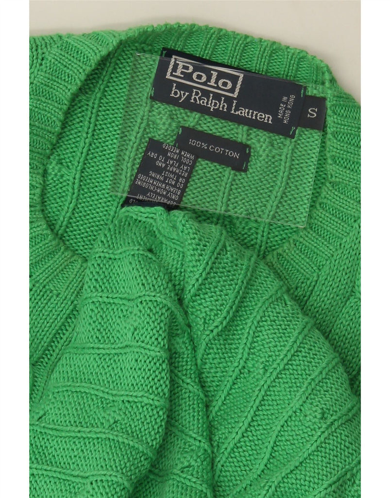 RALPH LAUREN Mens Crew Neck Jumper Sweater Small Green Cotton Vintage Ralph Lauren and Second-Hand Ralph Lauren from Messina Hembry 