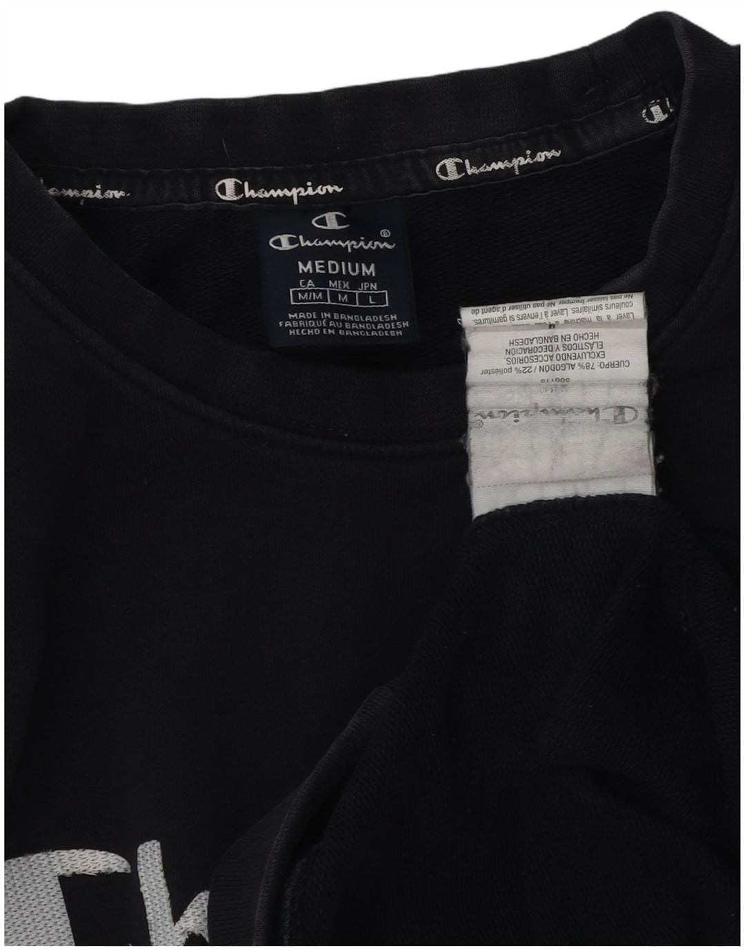 CHAMPION Mens Graphic Sweatshirt Jumper Medium Navy Blue Cotton