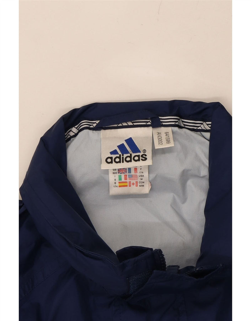 ADIDAS Mens Rain Jacket UK 38/40 Medium Navy Blue Colourblock Nylon Vintage Adidas and Second-Hand Adidas from Messina Hembry 