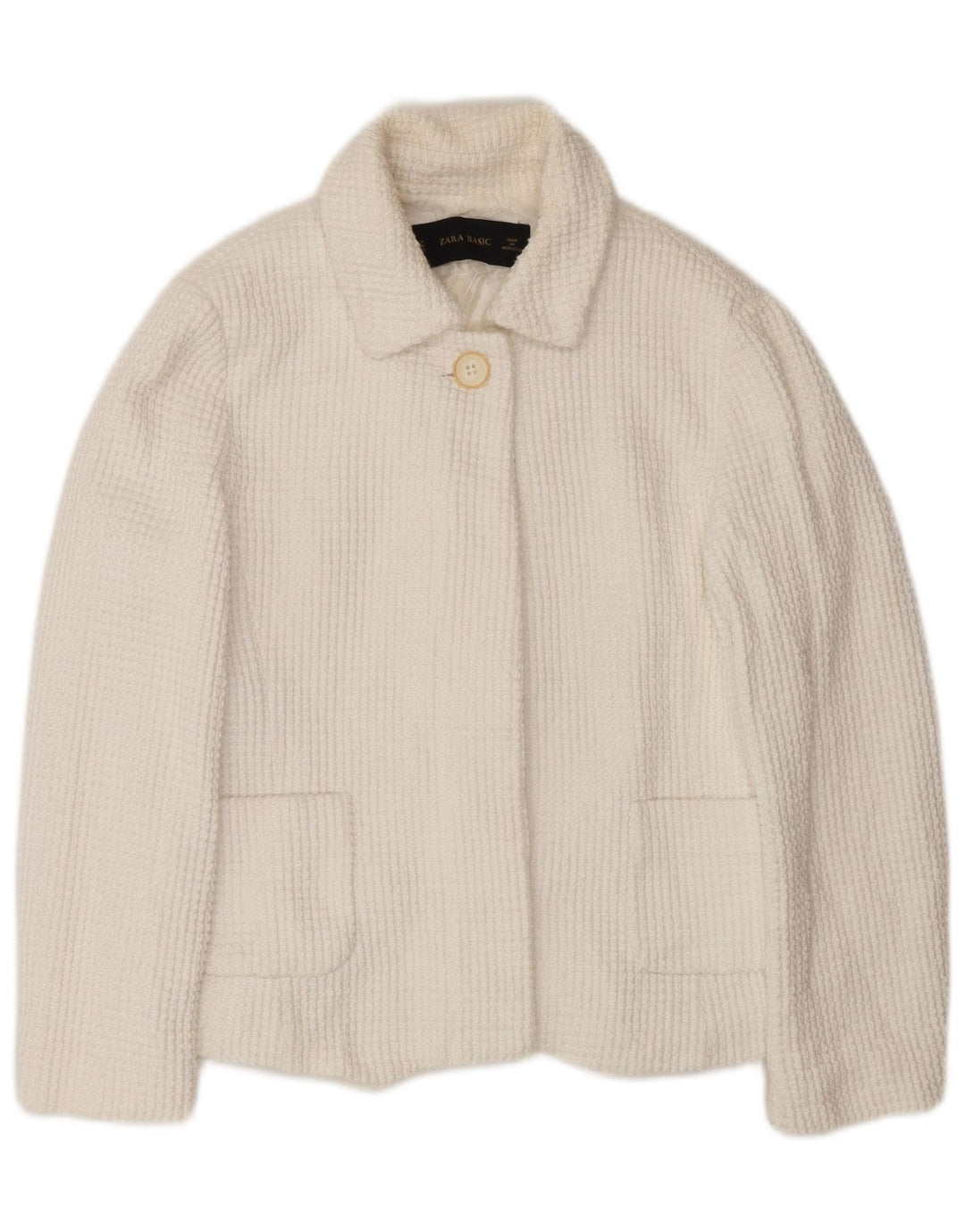 Zara Womens 1 Button Blazer Jacket UK 12 Medium White