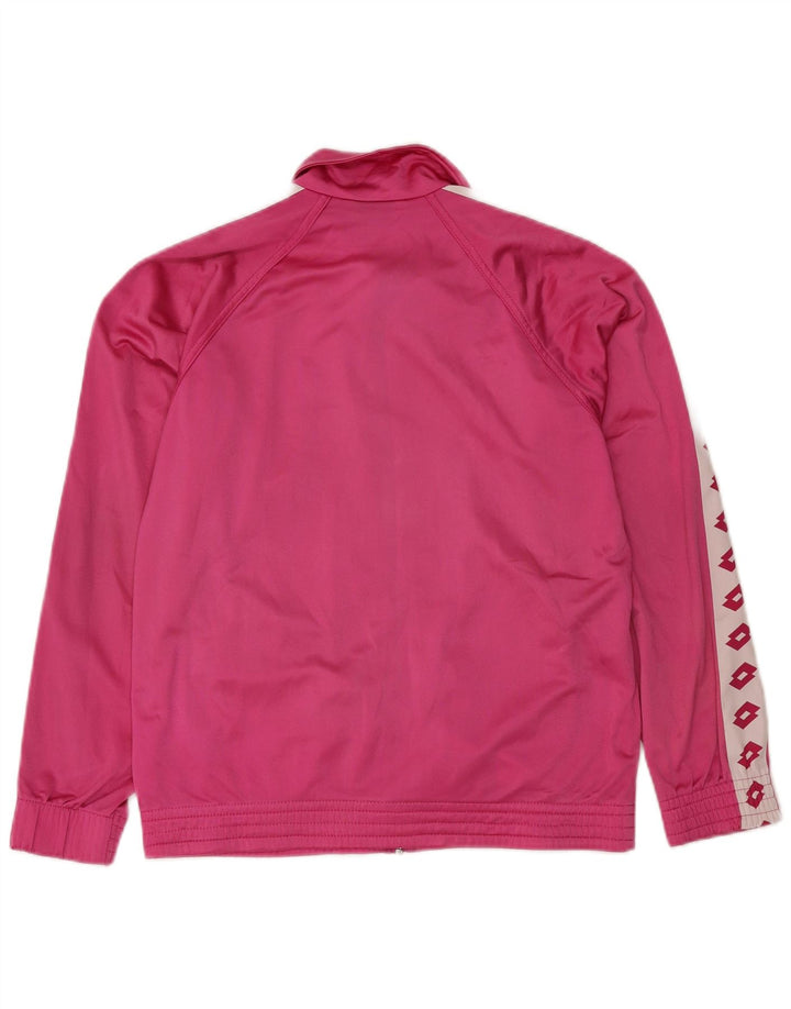LOTTO Mens Graphic Tracksuit Top Jacket XS Pink Colourblock Polyester