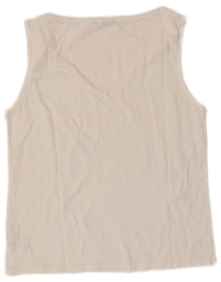 Sisley Womens Crop Vest Top UK 8 Small White Cotton
