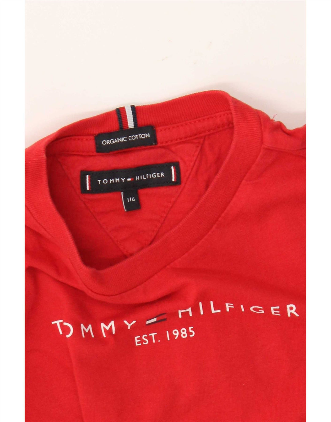 Tommy Hilfiger Boys Graphic Top Long Sleeve 5-6 Years Red Cotton