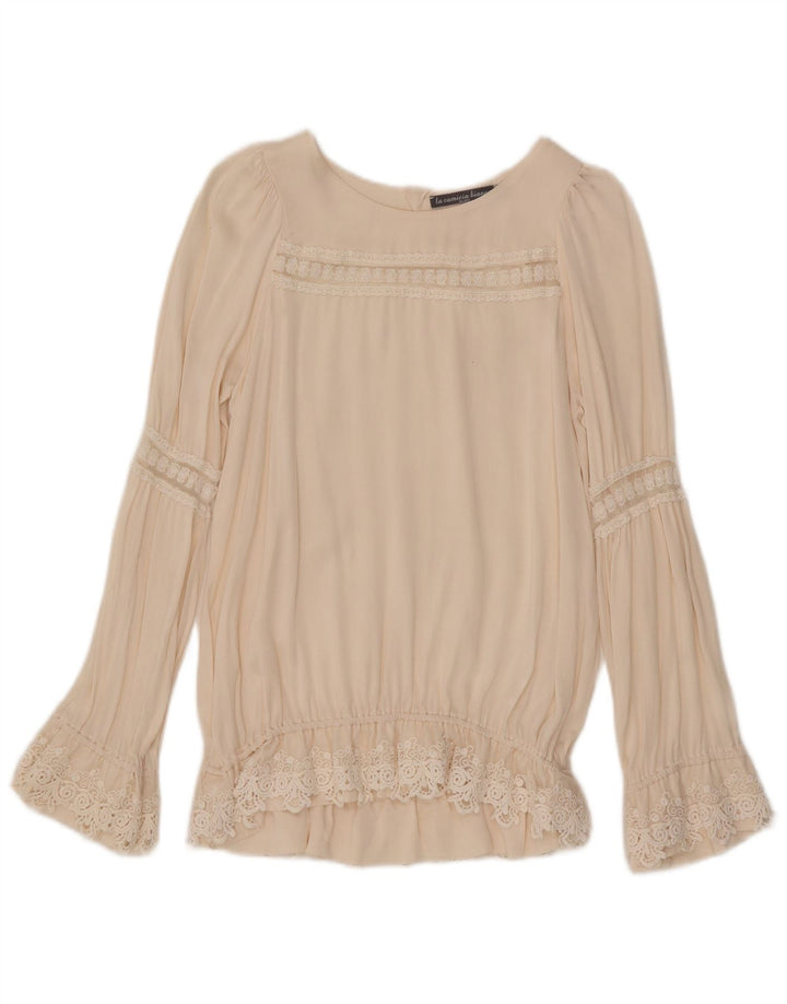 Vintage Womens Long Sleeve Blouse Top IT 40 Small Off White
