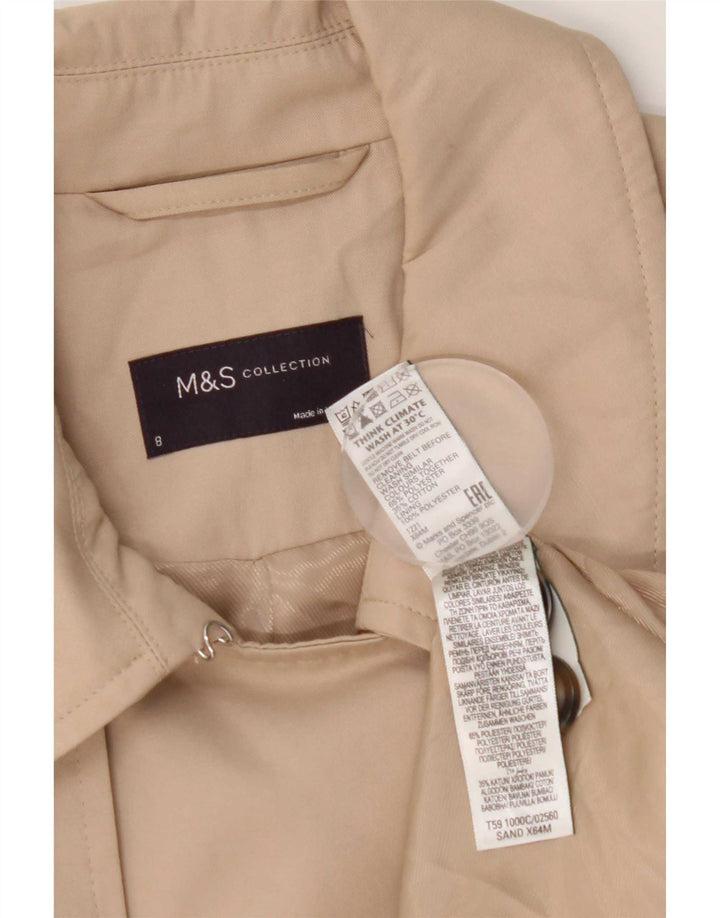 Marks & Spencer Womens Trench Coat UK 8 Small Beige Polyester