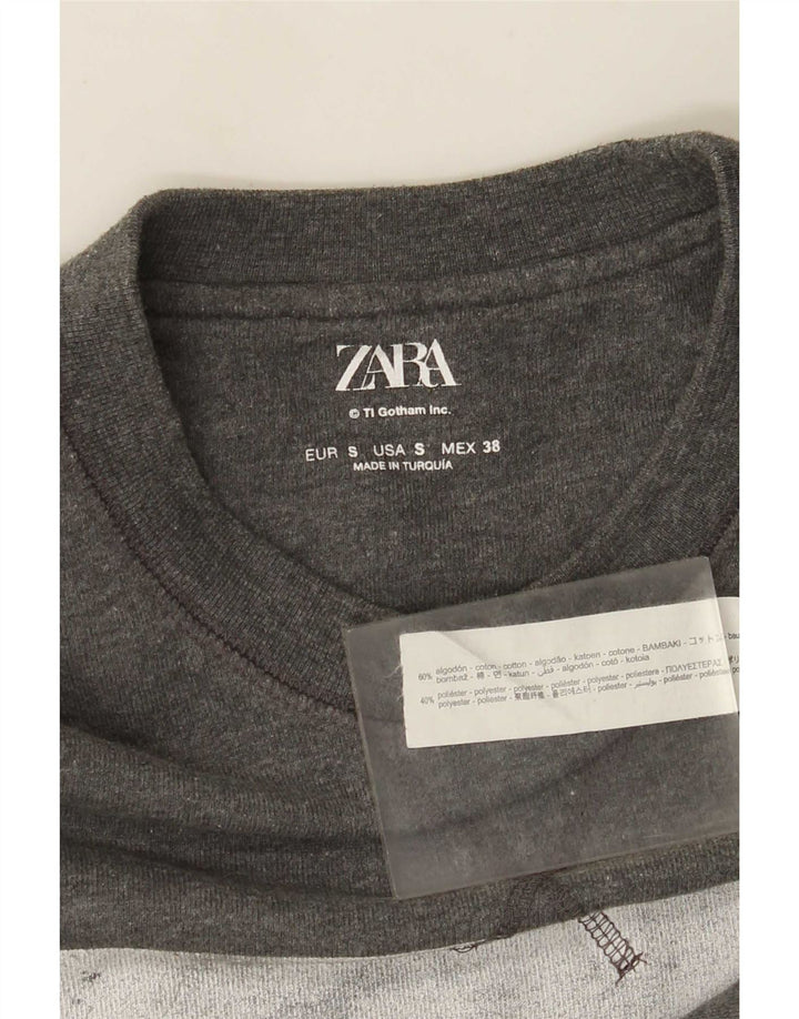 Zara Mens Graphic Sweatshirt Jumper Small Grey Cotton