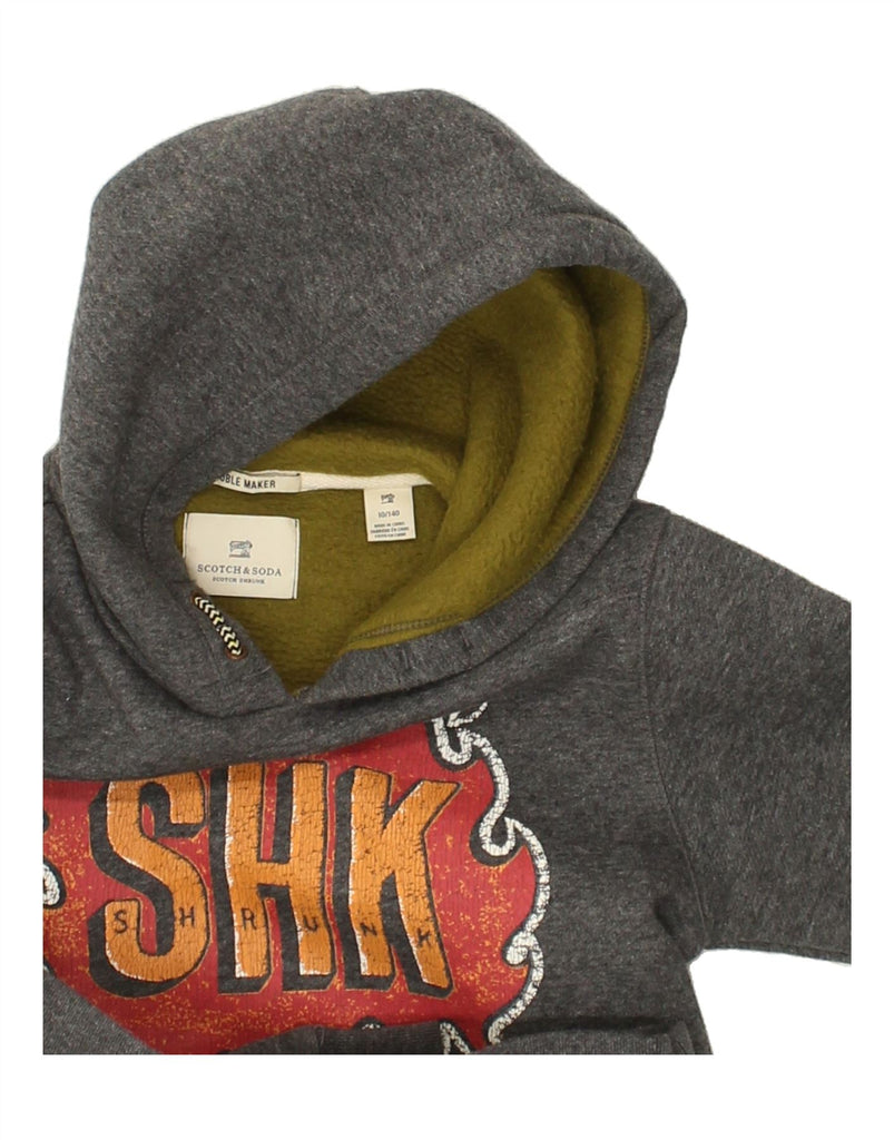 SCOTCH & SODA Boys Graphic Hoodie Jumper 9-10 Years Grey Cotton | Vintage Scotch & Soda | Thrift | Second-Hand Scotch & Soda | Used Clothing | Messina Hembry 