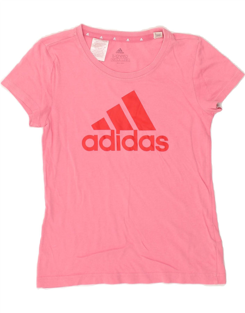 ADIDAS Girls Graphic T-Shirt Top 11-12 Years Pink Cotton | Vintage Adidas | Thrift | Second-Hand Adidas | Used Clothing | Messina Hembry 